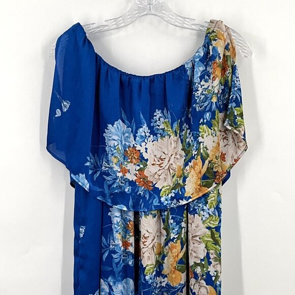 Zara Dress Women S Floral Blooms Off the Shoulder Side Slit Midi Travel Summer - Picture 9 of 15